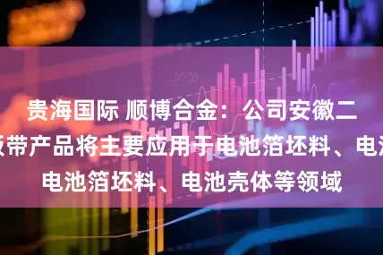 贵海国际 顺博合金：公司安徽二期项目的铝板带产品将主要应用于电池箔坯料、电池壳体等领域